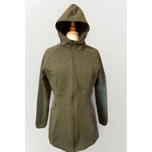 The North Face Womens Quilted Fleece Lined Full Zip Hooded Jacket Green XXL
